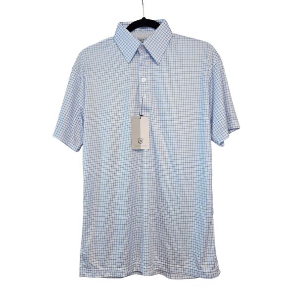 Collars & Co. Original Dress Collar Polo, Thin Blue Check Size Small NWT - Picture 2 of 10